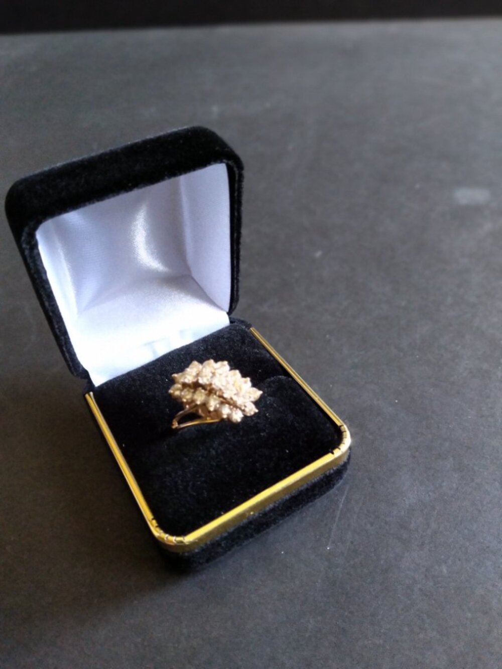 Estate 14K Gold & Diamond Split Shank Waterfall Cocktail Ring